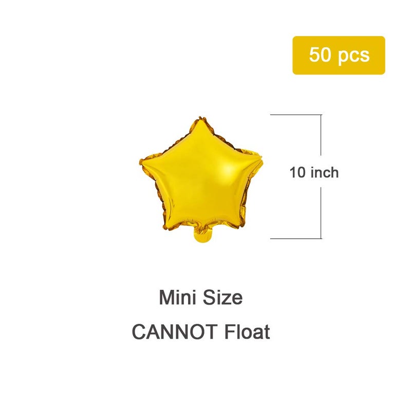 MOWO Star-shaped Balloon,10" Gold Foil Balloon Mylar Balloon,Pack of 50 - Image 2
